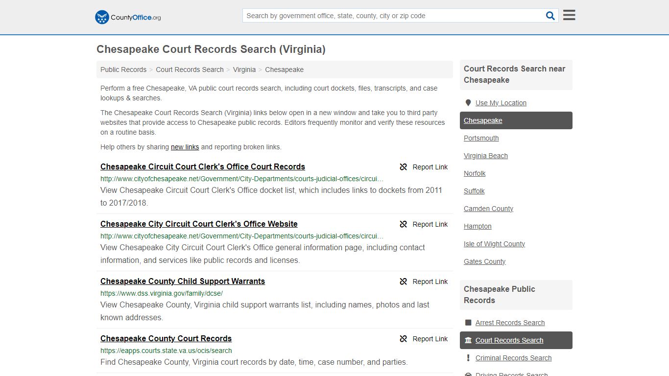 Chesapeake Court Records Search (Virginia) - County Office