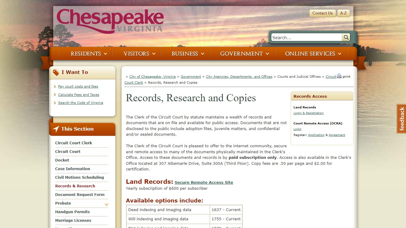 Records, Research and Copies - City of Chesapeake, Virginia